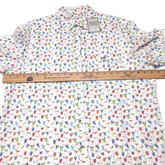 Age Of Wisdom Button Up Shirt Mens M White Multicolor Cocktails Print NEW NWT - Picture 10 of 12